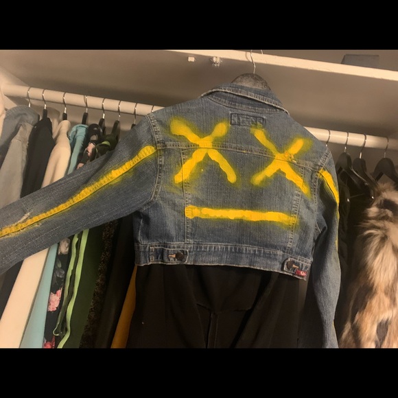 HANDMADE Cropped Vintage Denim Jacket Street Style - Picture 2 of 3